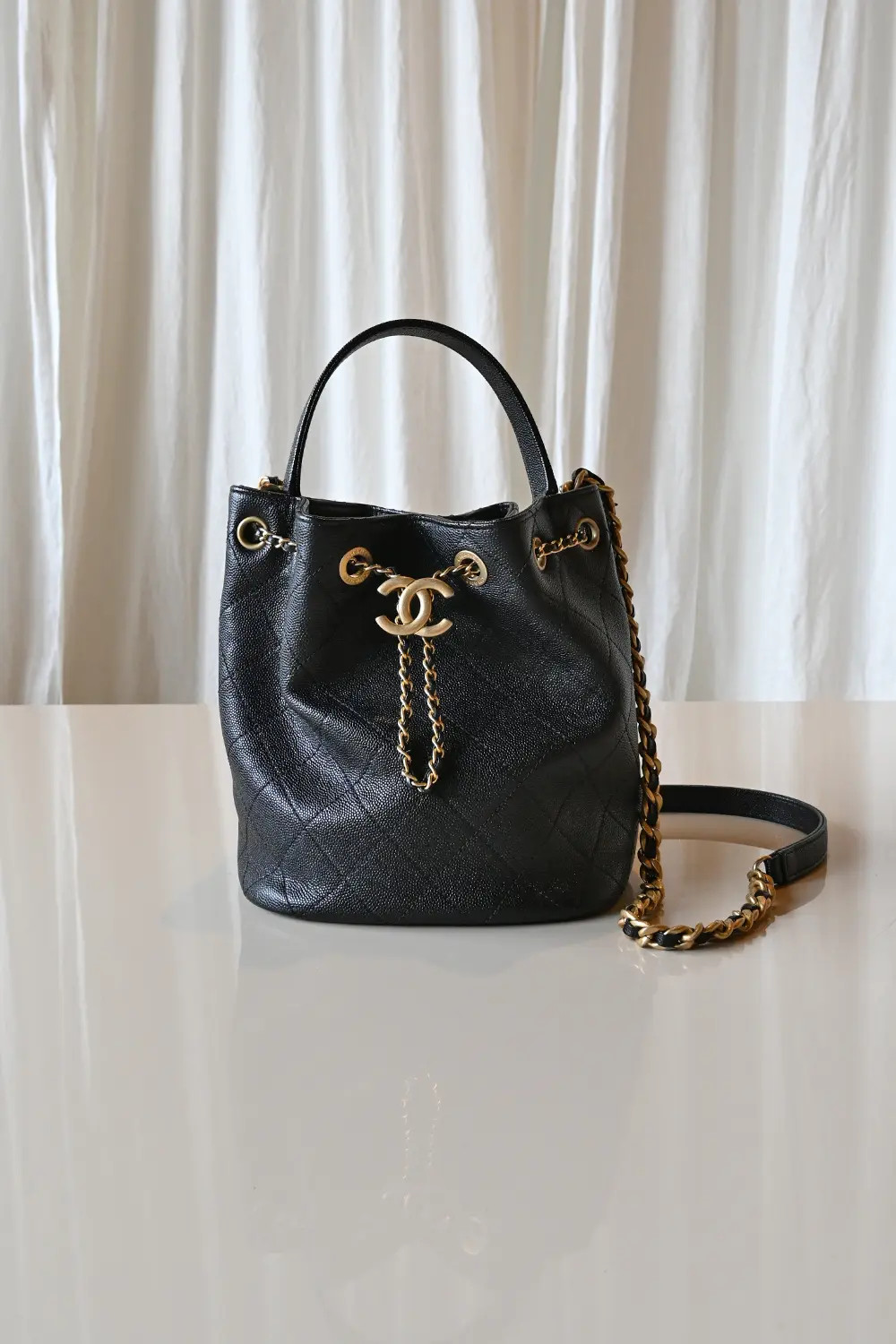 Chanel Drawstring Bucket bag | black